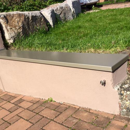 Mey'er, couvertine renforcée pour muret, aluminium bronze, Dal'Alu, Alsace, Grand Est